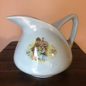 Vintage 1975 Pitcher Light Blue with Two Scenes. SUPER Cute!!!